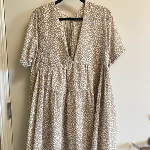 Beige cheetah print mini dress, open back with tie